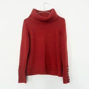 VTG Sarah Spencer Woman Vermilion 100% Merino Wool Cowl Neck Knit Sweater LARGE